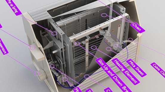 labeled toaster parts diagram