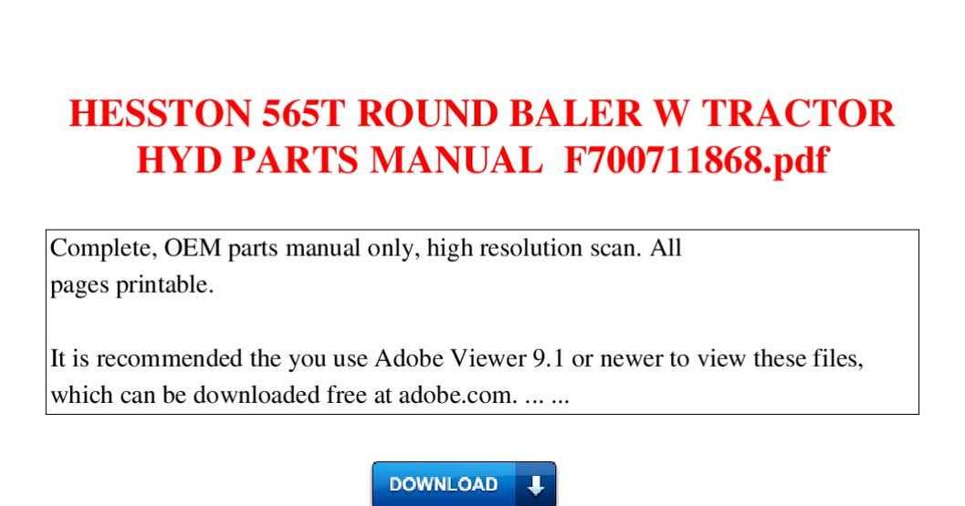 hesston 540 round baler parts diagram