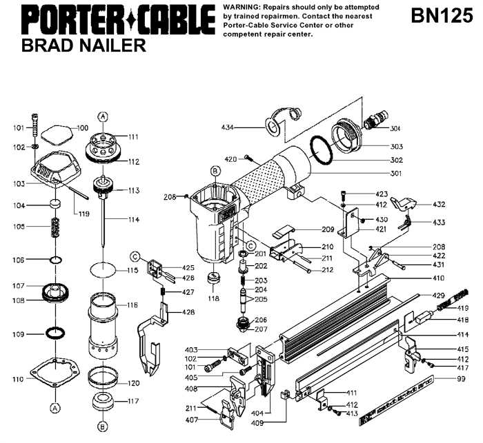 porter cable framing nailer parts diagram