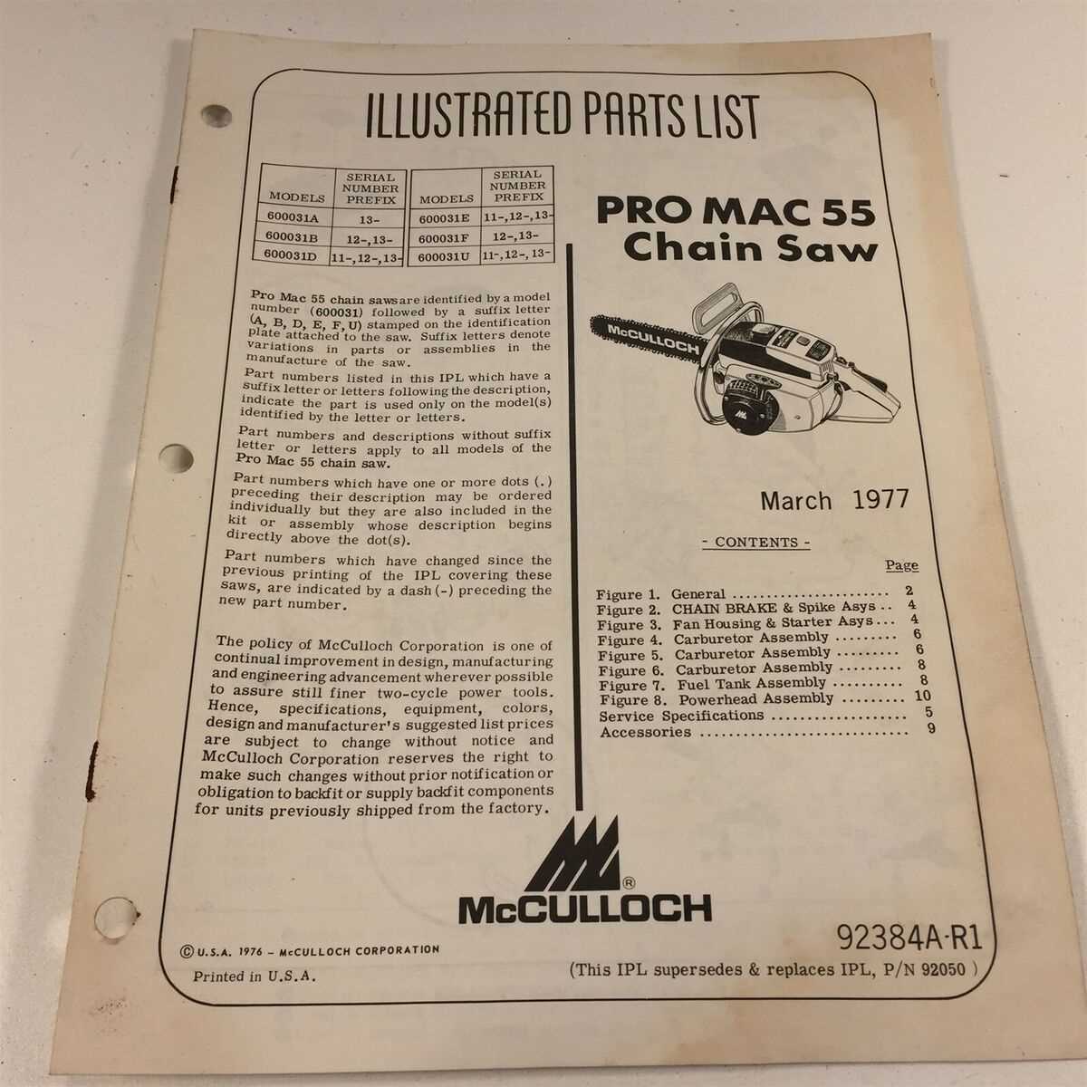 mcculloch mac 110 parts diagram