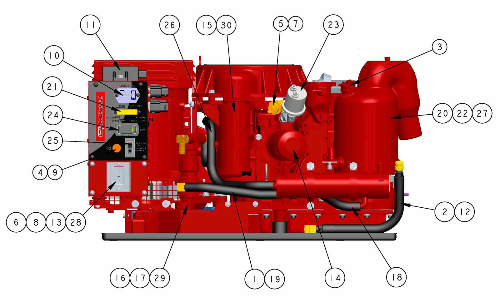 westerbeke generator parts diagram