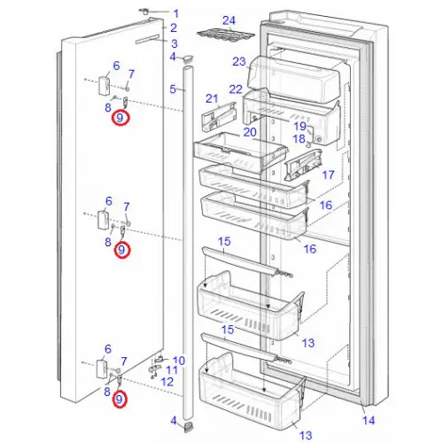 westinghouse fridge parts diagram