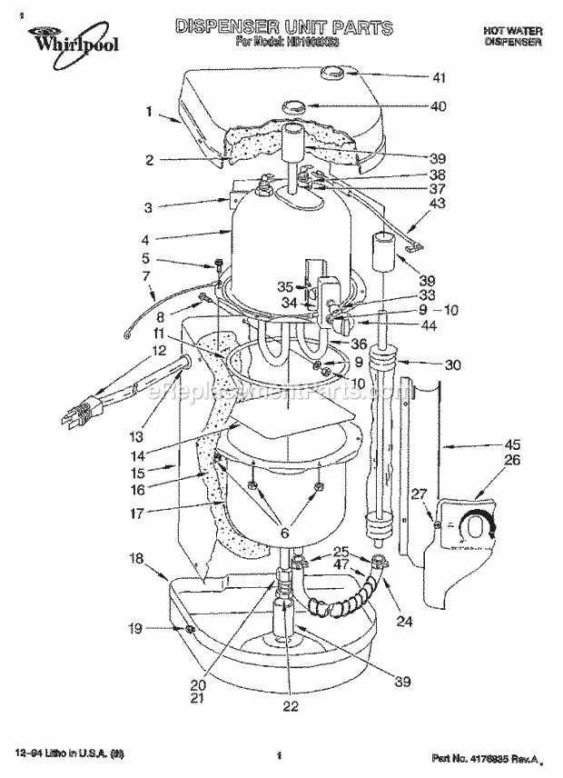 whirlpool water cooler parts diagram