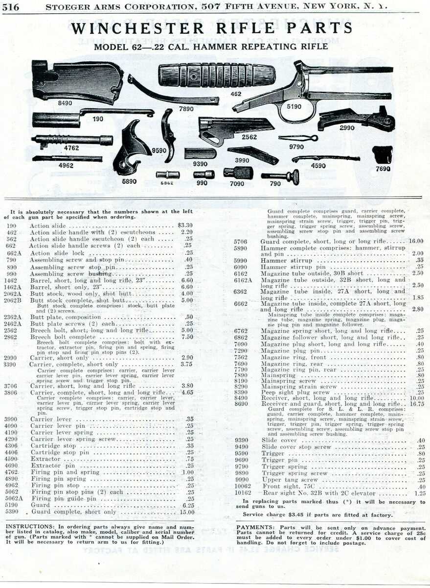 winchester model 62 parts diagram