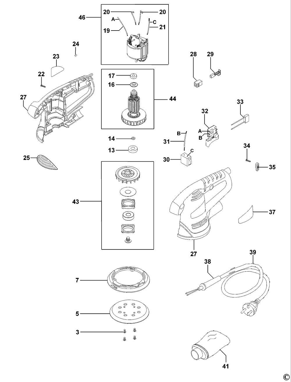 ryobi orbital sander parts diagram