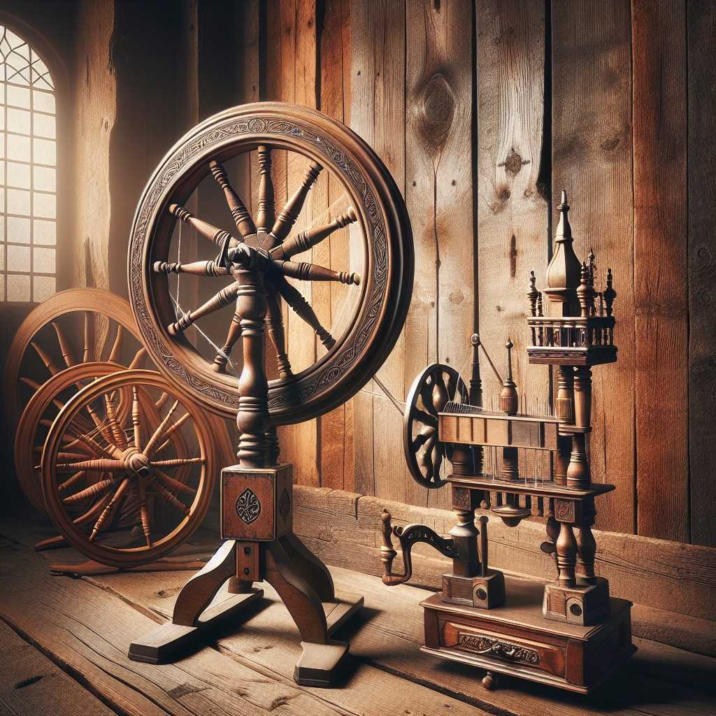 antique spinning wheel parts diagram