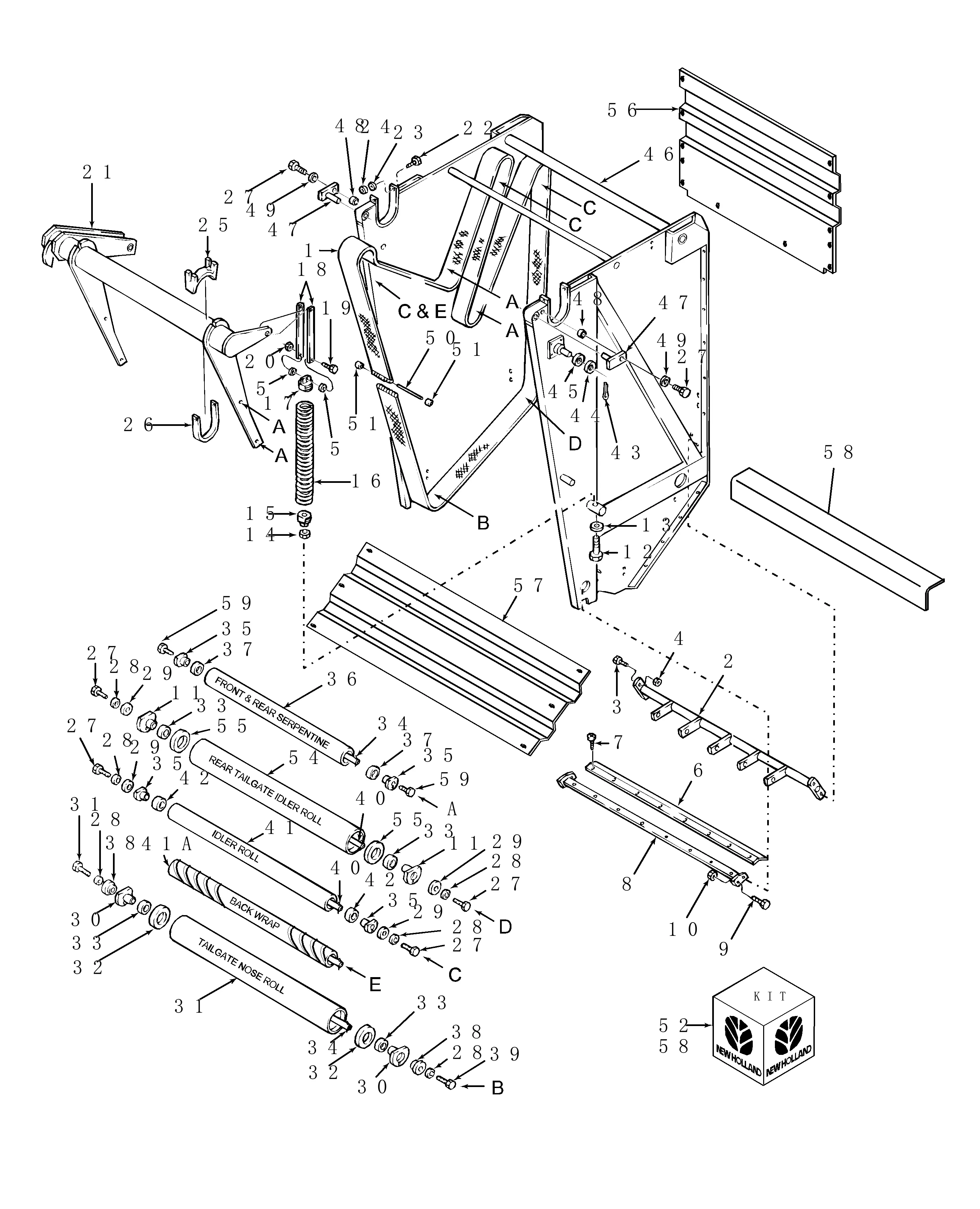 new holland 644 round baler parts diagram