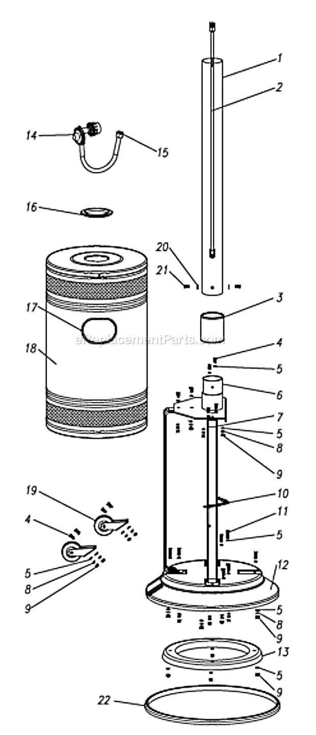 patio heater parts diagram