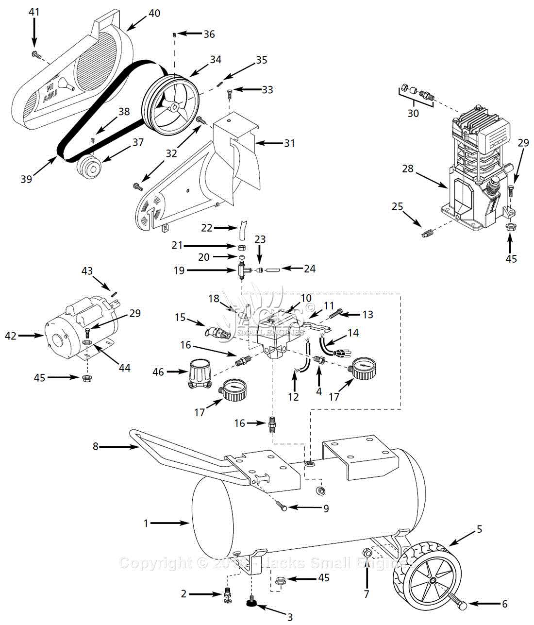 craftsman 33 gallon air compressor parts diagram