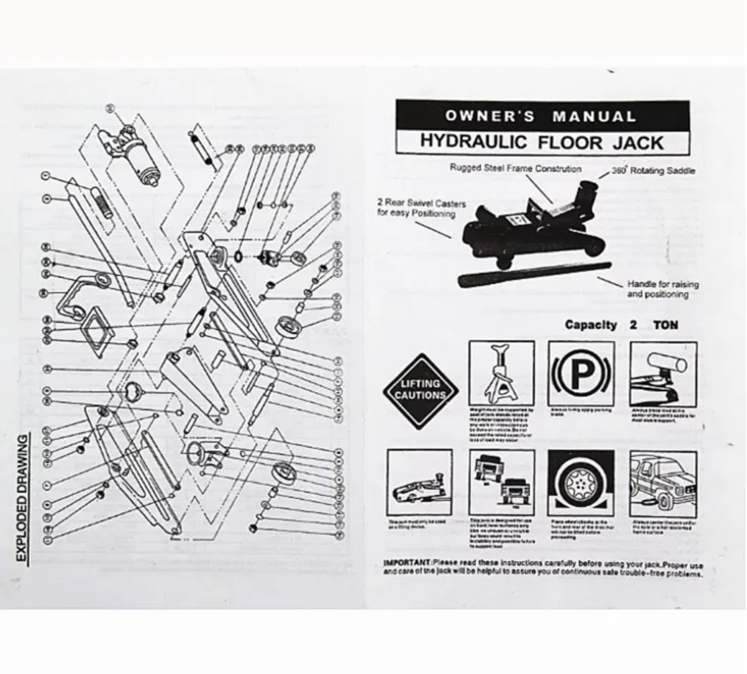 2 ton hydraulic floor jack parts diagram