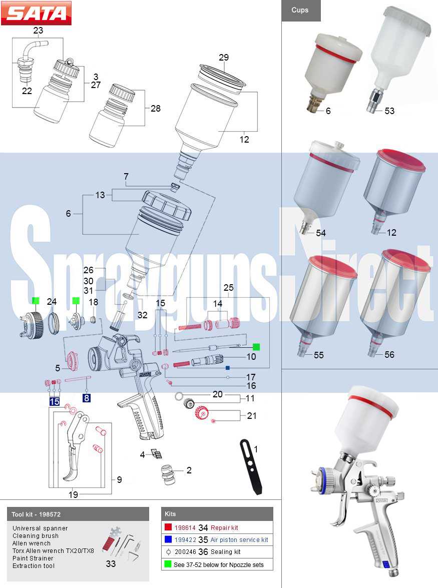 sata spray gun parts diagram