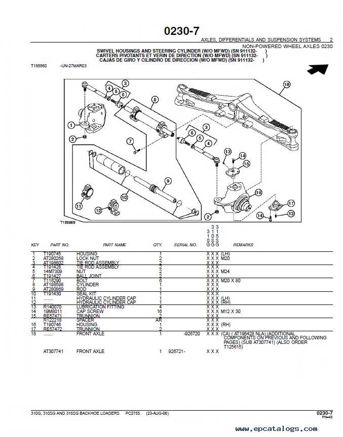 john deere 310a backhoe parts diagram