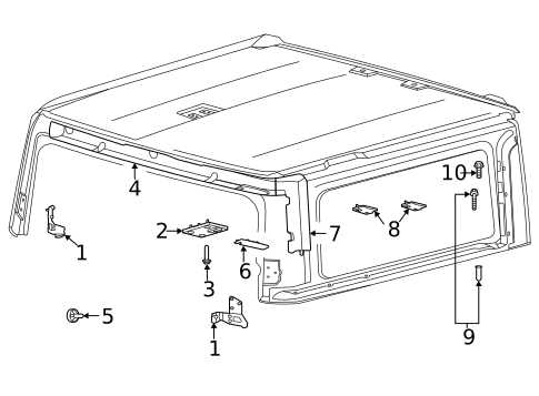 2021 4 door bronco soft top parts diagram